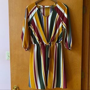 Charming Charlie 3/4 Sleeve Stripe Dress